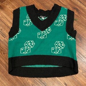 Urban Outfitters Green and Black Dice Knit Vest